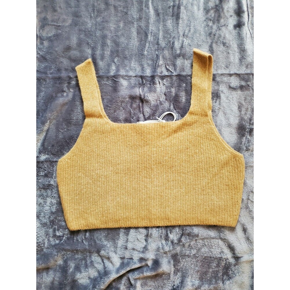 EVERLANE The Cozy Stretch Crop Top XL Color Camel Wool/Yak Soft NWT - Picture 4 of 14